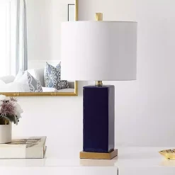 Dark Blue Ceramic Square Wendi Table Lamp