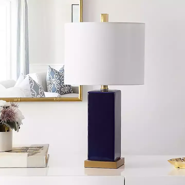 Dark Blue Ceramic Square Wendi Table Lamp