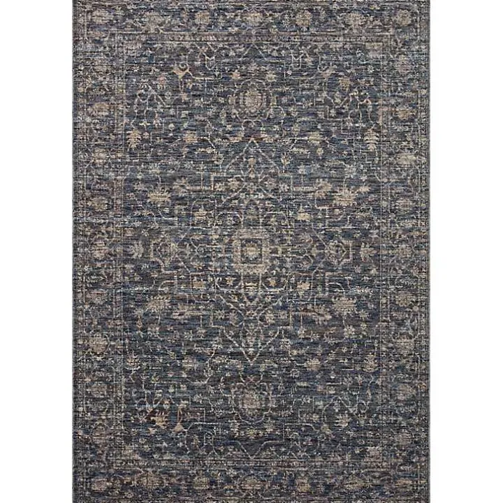 Dark Blue Sorrento Medallion Area Rug, 5x7