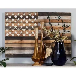 Dark Brown American Flag Wooden Wall Sculpture