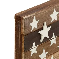Dark Brown American Flag Wooden Wall Sculpture