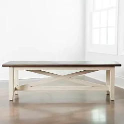 Dark Brown and Ivory Jackson Dining Bench