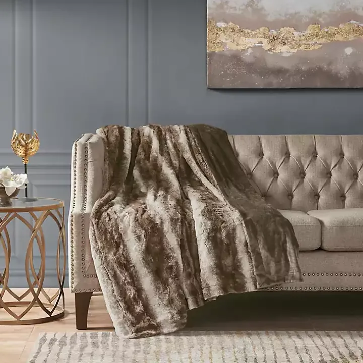 Dark Brown Faux Fur Oversized Throw Blanket