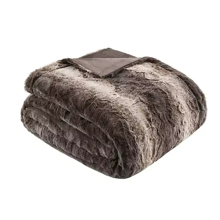 Dark Brown Faux Fur Oversized Throw Blanket