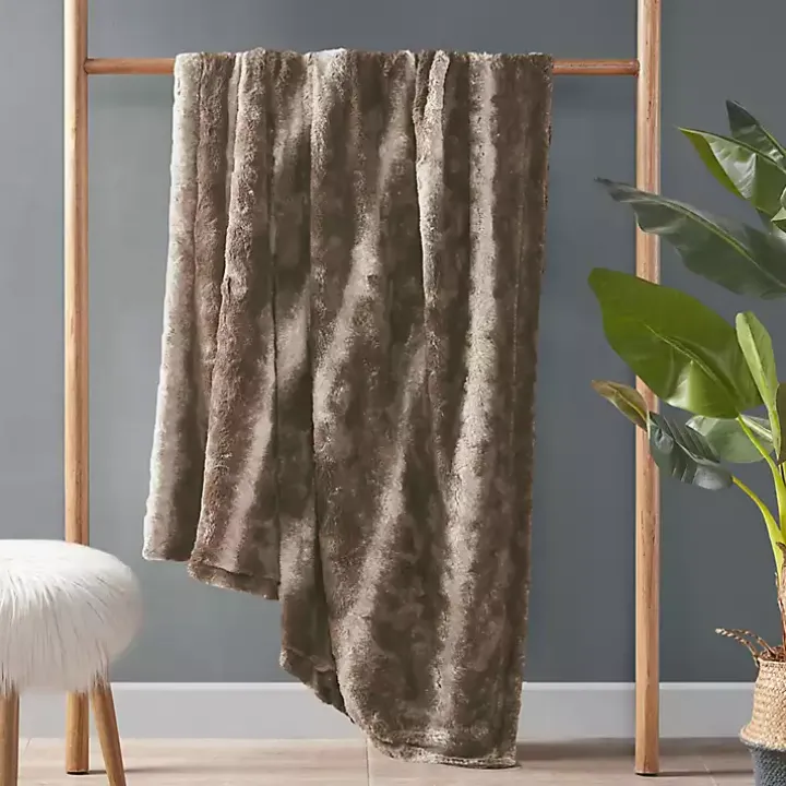 Dark Brown Faux Fur Oversized Throw Blanket