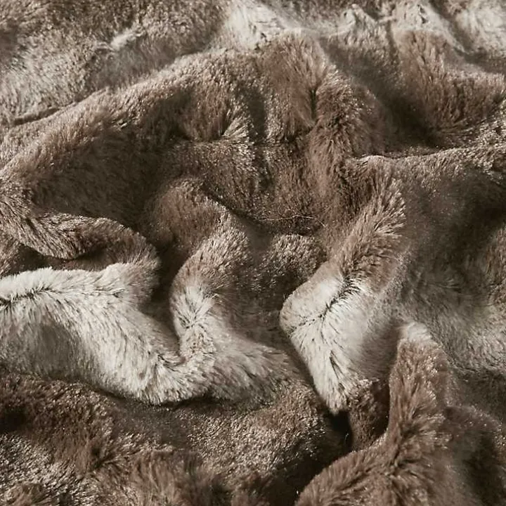Dark Brown Faux Fur Oversized Throw Blanket