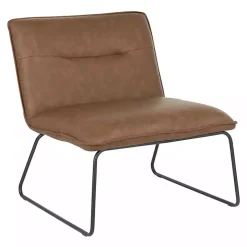 Dark Brown Faux Leather Sleigh Accent Chair