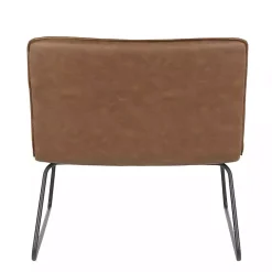 Dark Brown Faux Leather Sleigh Accent Chair