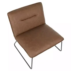 Dark Brown Faux Leather Sleigh Accent Chair