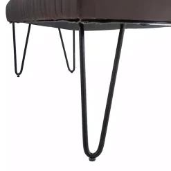 Dark Brown Leather Tufted Panel Bench