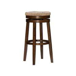 Dark Brown Seagrass Swivel Bar Stool