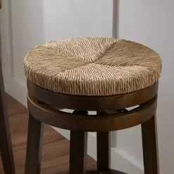 Dark Brown Seagrass Swivel Bar Stool