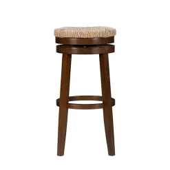 Dark Brown Seagrass Swivel Bar Stool