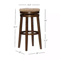 Dark Brown Seagrass Swivel Bar Stool