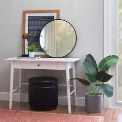 Dark Brown Wood 1-Drawer Midcentury Modern Desk