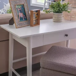 Dark Brown Wood 1-Drawer Midcentury Modern Desk