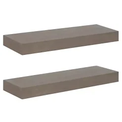 Dark Brown Wood Floating Shelves, Set of 2