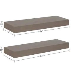 Dark Brown Wood Floating Shelves, Set of 2