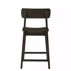 Dark Brown Wood Open Back Counter Stool
