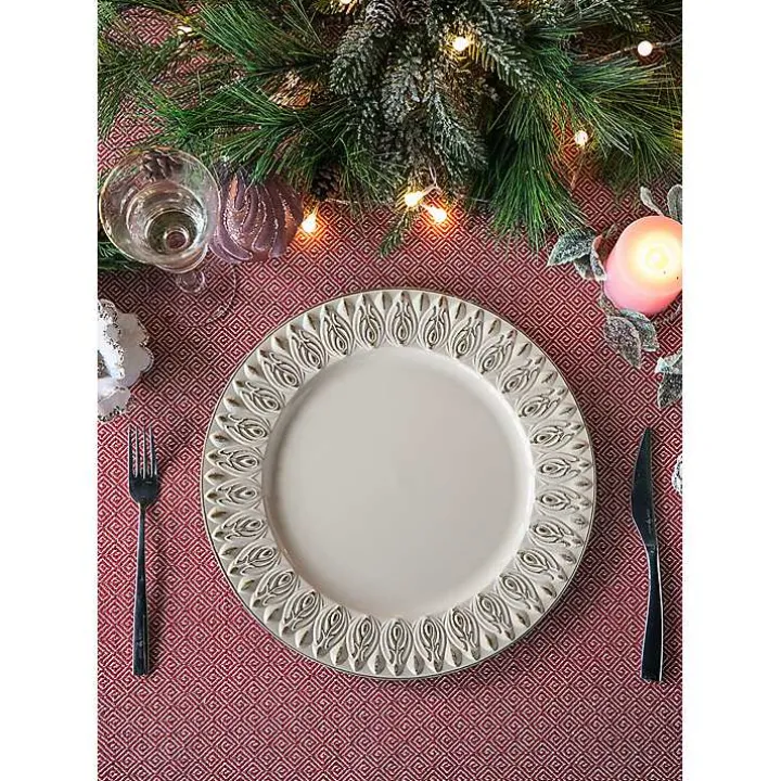 Dark Cream Plume Border Chargers, Set of 4