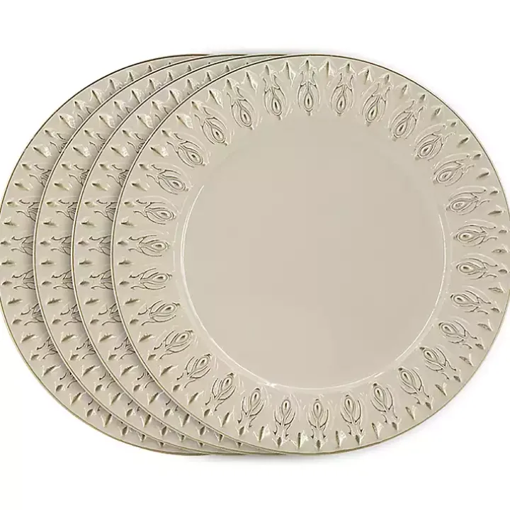 Dark Cream Plume Border Chargers, Set of 4