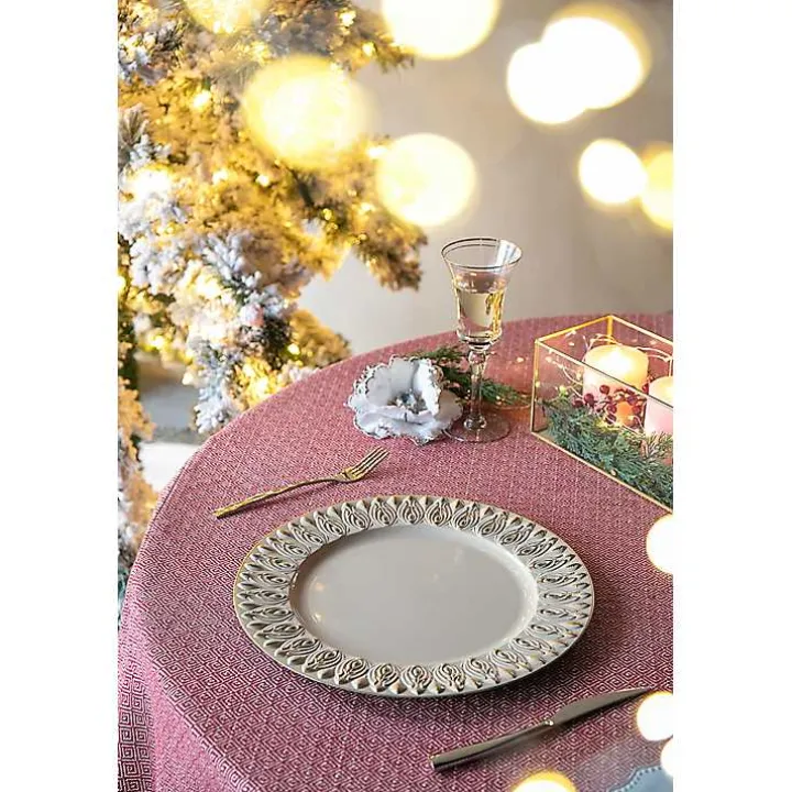 Dark Cream Plume Border Chargers, Set of 4