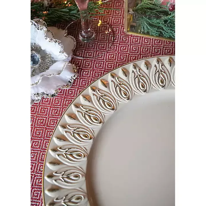 Dark Cream Plume Border Chargers, Set of 4