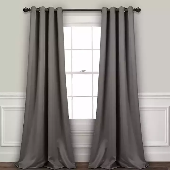 Dark Gray Blackout Curtain Panel Set, 95 in.