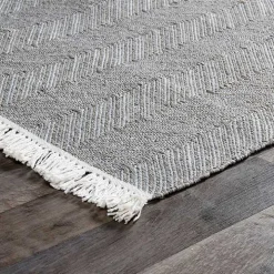 Dark Gray Herringbone Pattern Area Rug, 2x3