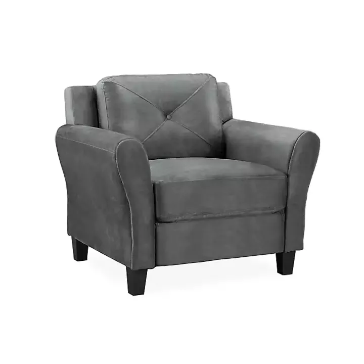 Dark Gray Kelly Microfiber Rolled Armchair