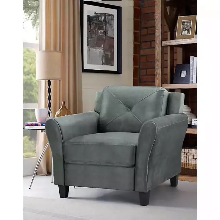 Dark Gray Kelly Microfiber Rolled Armchair