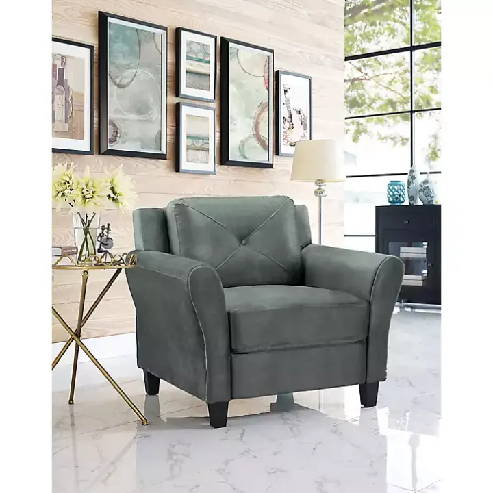 Dark Gray Kelly Microfiber Rolled Armchair