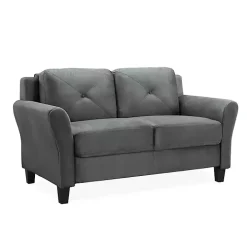Dark Gray Kelly Microfiber Rolled Arm Loveseat