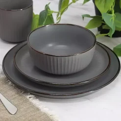 Dark Gray Leo Stoneware 16-pc. Dinnerware Set