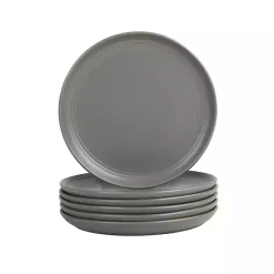 Dark Gray Linear Salad Plates, Set of 6