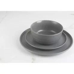 Dark Gray Linear Salad Plates, Set of 6