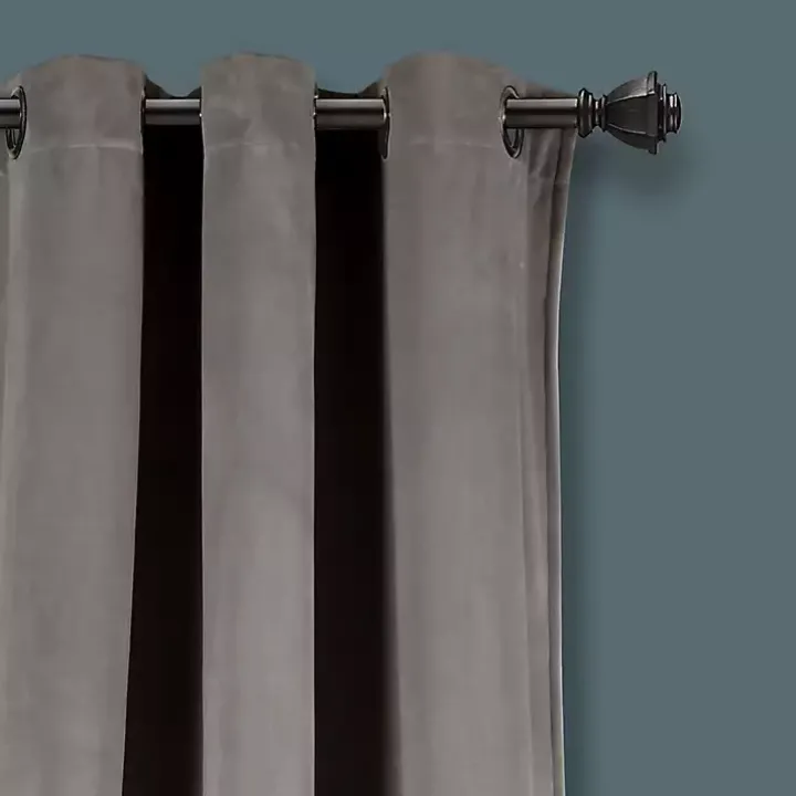 Dark Gray Prima Velvet Curtain Panel Set, 108 in.