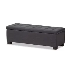 Dark Gray Tufted Contemporary Storage Bench