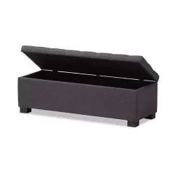 Dark Gray Tufted Contemporary Storage Bench