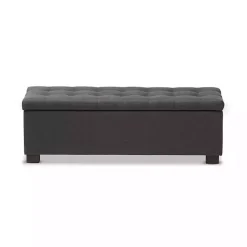 Dark Gray Tufted Contemporary Storage Bench
