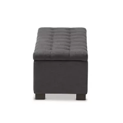 Dark Gray Tufted Contemporary Storage Bench
