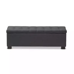 Dark Gray Tufted Contemporary Storage Bench