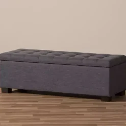 Dark Gray Tufted Contemporary Storage Bench