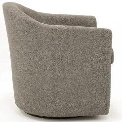 Dark Gray Tufted Swivel Barrel Accent Chair