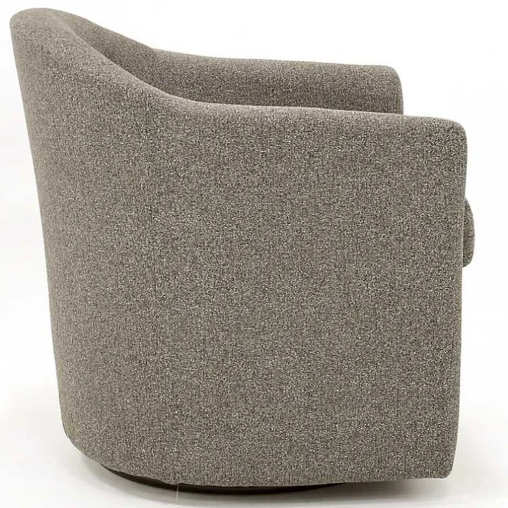 Dark Gray Tufted Swivel Barrel Accent Chair