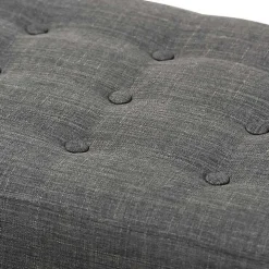 Dark Gray Tufted Walnut Wood Bench