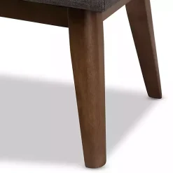 Dark Gray Tufted Walnut Wood Bench