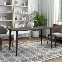 Dark Gray Wood and Metal Dining Table