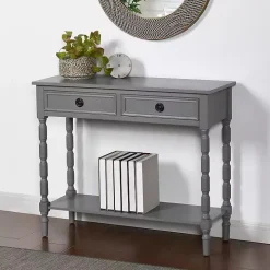 Dark Gray Wood 2-Drawer Barrett Console Table