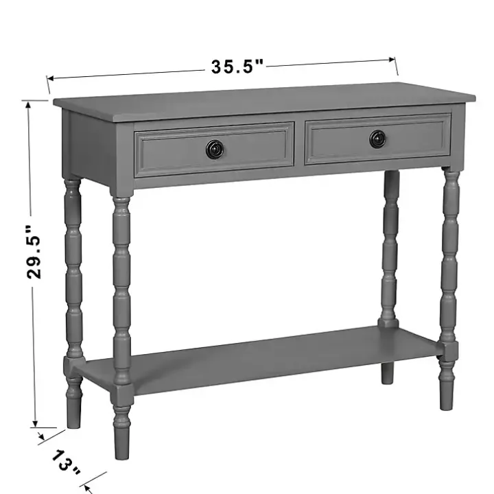 Dark Gray Wood 2-Drawer Barrett Console Table